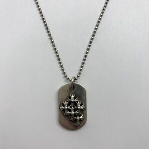 Authentic Chrome Hearts Cemetery Cross Dog Tag Necklace Sterling Silver